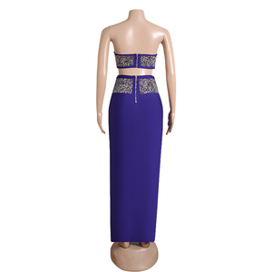 Nuovo arrivo sexy party viola estate sera due pezzi abiti donna fasciatura maxi gonna set - Product Image 5