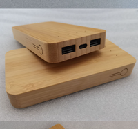 Alimentation mobile en bambou Banque d'alimentation sans fil Protection de l'environnement Noyer Érable Usb Li-polymère Batterie Powerbank 10000mah