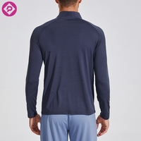 Haut de sport pour homme à col montant et fermeture éclair 1/4, personnalisable avec logo, à manches longues, séchage rapide, idéal pour le fitness et les activités de plein air