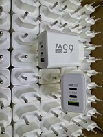Chargeur de Téléphone Mobile 1USB+2PD 65W Boîtier Givré avec Prise EU US, Adaptateur Secteur Tête de Charge Rapide 5V2A Multiports PD Type C