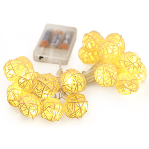 <b>Round</b> Rattan Ball <b>LED</b> String <b>Lights</b> Warm White Battery Powered Indoor Party Decoration Ambient Lighting 36V 25000 Hours - Product Image 1