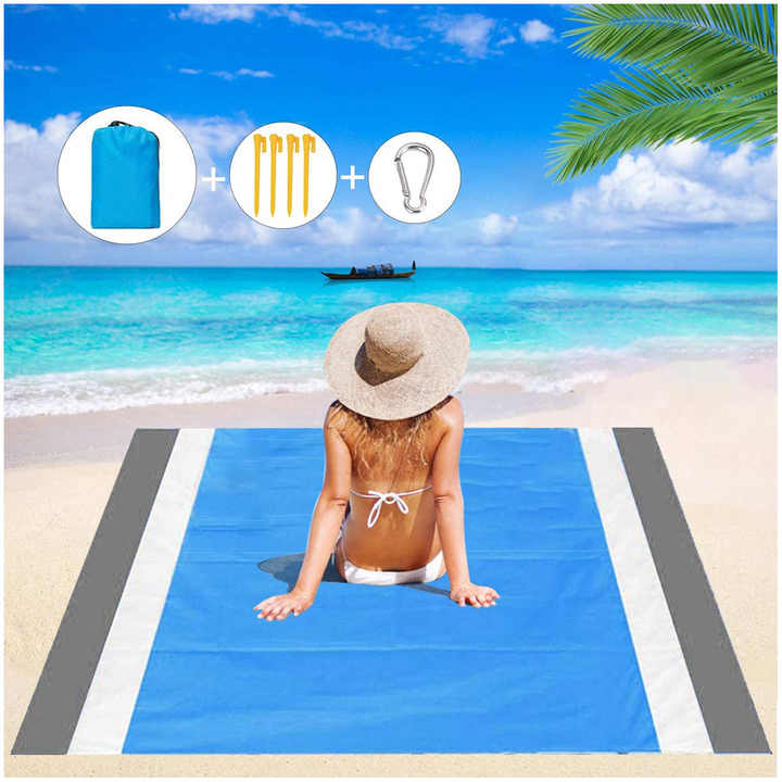 Custom Portable Beach Blanket Sand-Free Organic Lounge Mat Waterproof ...