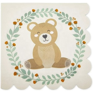 จานกระดาษลายหมีสีน้ำตาล DAMAI ชุดอุปกรณ์จัดงานเลี้ยงสำหรับเด็ก ชุดอุปกรณ์บนโต๊ะอาหารสำหรับงานเลี้ยงเด็ก - Product Image 5