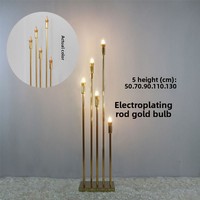 Chandelier sur Pied de Haute Qualité à 10 Têtes, en Métal Doré, Ornement de Table, Support d'Allée, Lumière Décorative LED pour Scène de Mariage