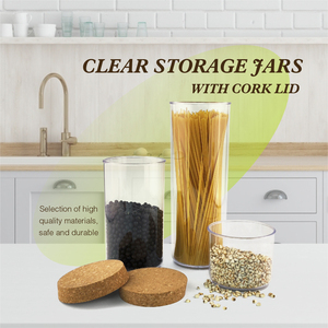 Tarro de almacenamiento de sello de comida transparente de estilo moderno de 680ml con tapa de corcho, organizador de cereales gruesos de plástico apilable - Product Image 3