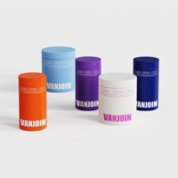 Bocaux cylindriques mats doux au toucher de qualité alimentaire de luxe 150, 250, 300, 500 ml pour poudres de compléments alimentaires, bonbons gélifiés et capsules