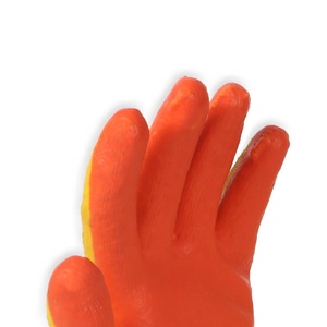 Doublure en coton blanc à revêtement lisse en <span class=keywords><strong>latex</strong></span> <span class=keywords><strong>orange</strong></span> de meilleure qualité de calibre 10 Gants de travail de sécurité Gants trempés en caoutchouc à double paume en <span class=keywords><strong>latex</strong></span> - Product Image 6