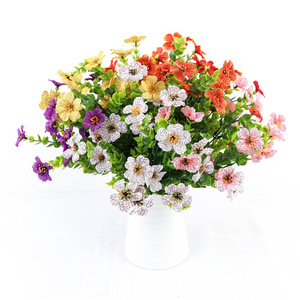 Bouquet de fleurs artificielles violettes Wen Hope, fleurs en soie, feuilles jaunes et vertes, pour la décoration de la maison et des mariages - Product Image 2