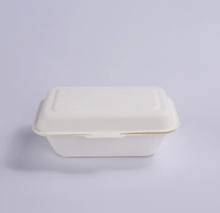 Fiambrera desechable biodegradable ecológica, contenedor de hamburguesa con virutas de bisagra, bolsa para llevar de pulpa de papel de bagazo
