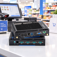 Mini PC industriel embarqué avec processeur N3710 Quad-core, HD VGA, double écran, 6 ports USB, 4 ports COM, système d'exploitation Windows/Linux pour KIOSK, vente au détail, POS