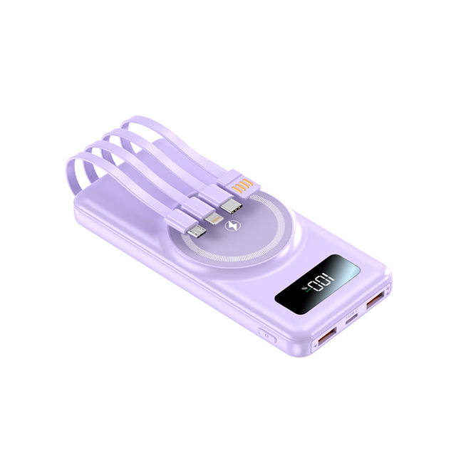 20W Fast Charging 4 Cables Large-Capacity Magnetic Suction Wireless & Wired Portable Power Bank YM-1127 Lithium-Ion Battery