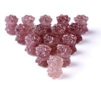 Vente en gros vrac de pierres précieuses cristal fraise quartz fleur bracelet à breloques design charmes sculpture pour bracelet fabrication de bijoux DIY
