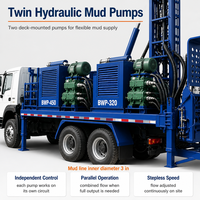 Foreuse rotative de puits d'eau 6x6 pour camion, alimentée au diesel, avec double pompe à boue hydraulique, 263 kW, composants essentiels à économie d'énergie, portée 600 m