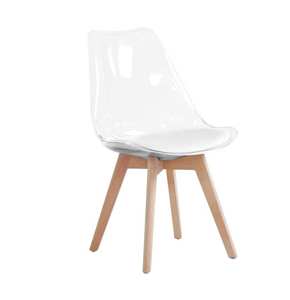 Restaurant Furniture Crystal Clear Transparent Acrylic Kitchen <b>Wooden</b> Leg Tulip Plastic Dining Room <b>Chairs</b> - Product Image 3