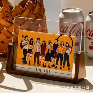 Support de cadre photo en bois massif en forme de U, présentoir vertical en acrylique, décoration faite à la main pour table - Product Image 2