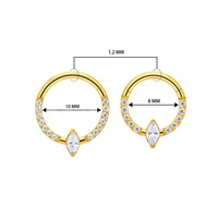 Perhiasan Hidung Personalisasi F136 Cincin Hidung Poles dengan Zirkonia Bentuk Marquise, Cincin Septum Hidung, Cincin Tertutup