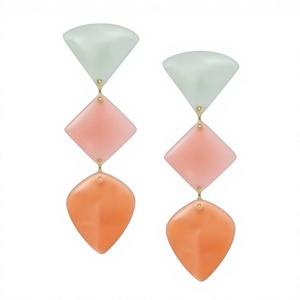 Boucles d'oreilles clous géométriques de haute qualité à pois noirs et blancs en résine acrylique, design unisexe tendance et élégant, bijoux pour fêtes et mariages - Product Image 5