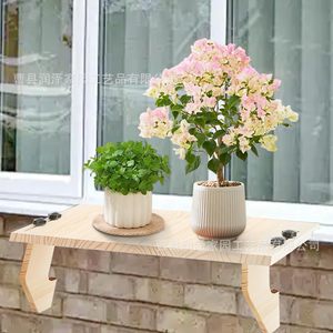 Wooden Window Sill Shelf Natural Color <b>Wall</b> Mounted Storage Rack For Indoor Decor And Plant <b>Display</b> - Product Image 3