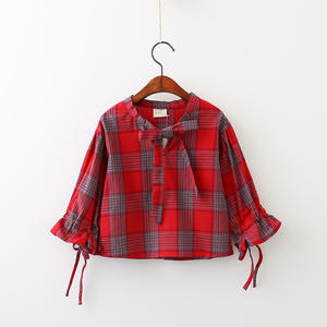 เสื้อแฟชั่นลายสก็อตพร้อมแขนจีบหญิงรูปถ่ายสินค้าใหม่ล่าสุด - Product Image 2