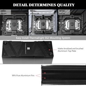 Thermalright AS120 EVO Dark CPU Cooler 4pin PWM <span class=keywords><strong>120mm</strong></span> Ventilateur PC silencieux pour AMD AM4 AM5/Intel 1700/1150/1151/1200 - Product Image 4