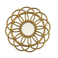 Miroir mural Art Déco fait main, forme rectangulaire, cadre en résine florale embossée, blanc et or, décoration murale pour la maison