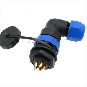 Conector cuadrado SP20 resistente al agua, enchufe y enchufe de 4 agujeros, IP68, 1 pin, 2 pines, 3/4/5/6/7/9/10/12/14 pines, SP20