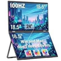 Moniteur portable double InnoView 18,5 pouces 100 Hz avec haut-parleurs intégrés, moniteur pliable double empilable (Windows/Mac), extension d'écran pour ordinateur portable