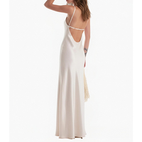 Nouvelle Arrivée - Robe Longue Élégante Blanche en Satin avec Dentelle, Bretelles Fines, Robe de Soirée, Robe de Cérémonie pour Invitée de Mariage, Robe Formelle pour Femme