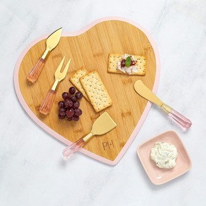 Heart-Shaped Wooden Cheese <b>Board</b> With Serving <b>Tools</b> For Snacks And Fruit Valentine's Day Mother's Day Gift - Product Image 1