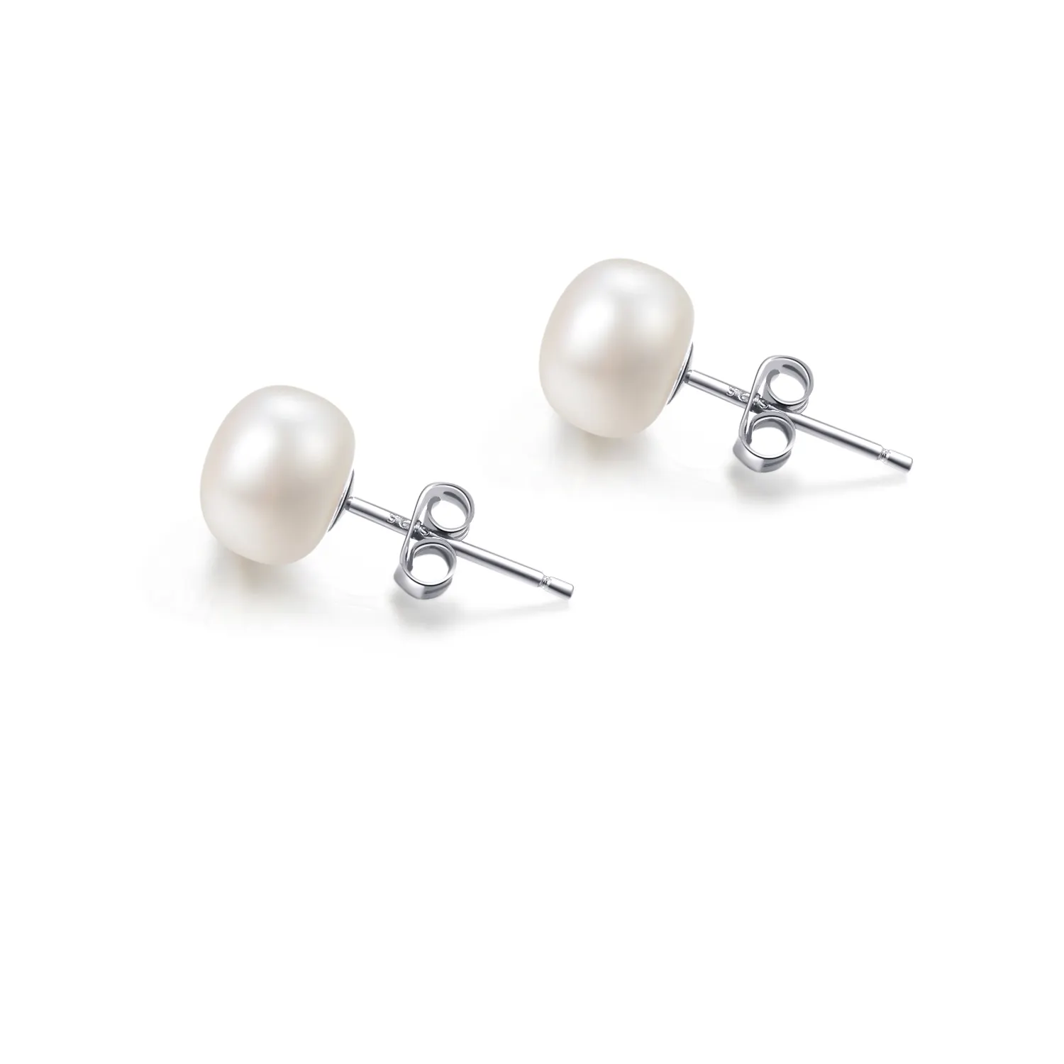 6-7mm 925 Sterling Silver Simple Button Freshwater Cultured Pearl Earring Pearl Stud Earrings Real Fresh Water Pearl Earrings