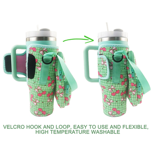 Bolsa de botella de agua de camping personalizada con aislamiento de neopreno 40oz mango vaso portavasos bolsa de transporte de botella de agua con bolsillo para teléfono - Product Image 4