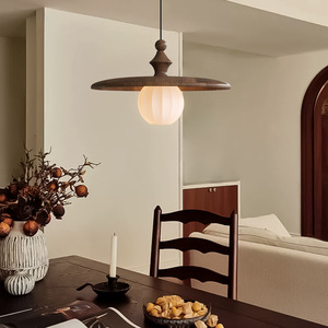 Lámpara Colgante Estilo Wabi Sabi Vintage, Redonda, E27, LED, de una Sola Cabeza, Color Chocolate, Iluminación Ambiental para Dormitorio - Product Image 1
