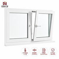 Ventana Abatible de PVC Resistente a Huracanes, Ventana de Vinilo Térmico Multicámara de Alto Rendimiento para Proyectos de Villas