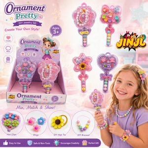 ชุดงานฝีมือทำเครื่องประดับลูกปัด DIY สำหรับเด็ก: สร้อยข้อมือ สร้อยคอ และกิ๊บติดผมทำมือสำหรับเด็กผู้หญิง (รวมลูกอมเม็ดเล็ก) - Product Image 1
