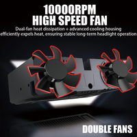 Projecteur LED de calandre de voiture universel A12 12V 200W 6000K à 4 lentilles, 3 couleurs, 2 ventilateurs, driver externe, IP68