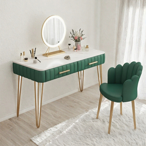 Table de maquillage multifonctionnelle de style nordique avec plateau en bois de chêne massif et pieds en métal BTDT062, armoire de rangement pour petit appartement - Product Image 2