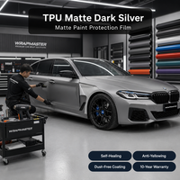 Film de protection de peinture TPU PPF WrapMaster 1,52 m x 15 m, mat, argent foncé, auto-réparant, résistant aux rayures, faible MOQ, vente en gros