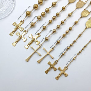 Collares Religiosos de Acero Inoxidable con Cuentas, Collar de Rosario con Cruz de Oro Sólido de 14k y 18k para Mujeres, Hombres y Niñas - Product Image 6