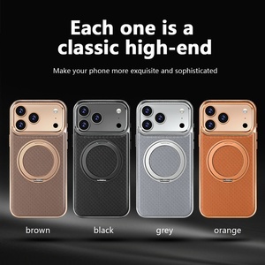 Funda de Teléfono de Cuero PU Magnética con Electrochapado de Lujo para iPhone 17 16 15 14 Pro Max 17 Air con 360 °   Funda Antigolpes con Soporte de Anillo - Product Image 2