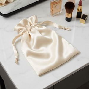 Bolsa de Regalo de Joyería Elegante y Lujosa con Cordón de Satén, Bolsa de Almacenamiento de Cosméticos con Aspecto de Seda Suave, Accesorios de Viaje - Product Image 1