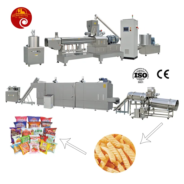 स्वत: मकई कश विस्तारित नाश्ता खाद्य उत्पादन लाइन चीनी फूला चावल पटाखा बनाने की मशीन के साथ दो स्क्रू Extruder