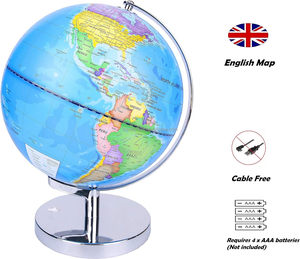 Luz de globo mundial de Pvc iluminada en 5 diámetros Base de metal Mapa político Globo Geográfico educativo <span class=keywords><strong>con</strong></span> lámpara - Product Image 4