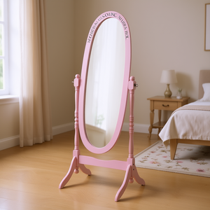 Miroir sur pied traditionnel en bois rose style Cheval pour la décoration intérieure - Product Image 2