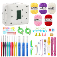 Set benang rajut TPR pegangan biru lintas batas alat rajut buatan tangan DIY dengan kemasan tas untuk pemula