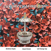 Plat de service de luxe unique en acier inoxydable de 8,0 L pour hôtels, mariages, banquets et traiteurs – Équipement de maintien au chaud et de conservation avec couvercle suspendu