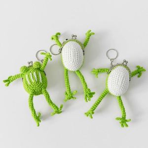 Porte-monnaie en crochet vert frais, motif flocon de neige, tissé au fil, sac rigide suspendu sécurisé pour Noël, motif grenouille à longues pattes - Product Image 4