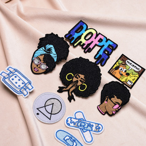 新设计女孩补丁刺绣铁可爱黑色女性女孩补丁服装 - Product Image 3
