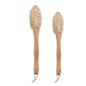 Wanmei Bath <b>Scrub</b> <b>Brush</b> <b>Long</b> <b>Handle</b> Oval Wood Massage <b>Brush</b> For Men And Adults Body Foot Care - Product Image 1