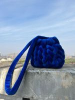 Tas Selempang Rajut Tebal Wanita, Tas Tangan Rajut Lembut, Tas Selempang Kasual, Tas Jinjing Modis, Logo Custom