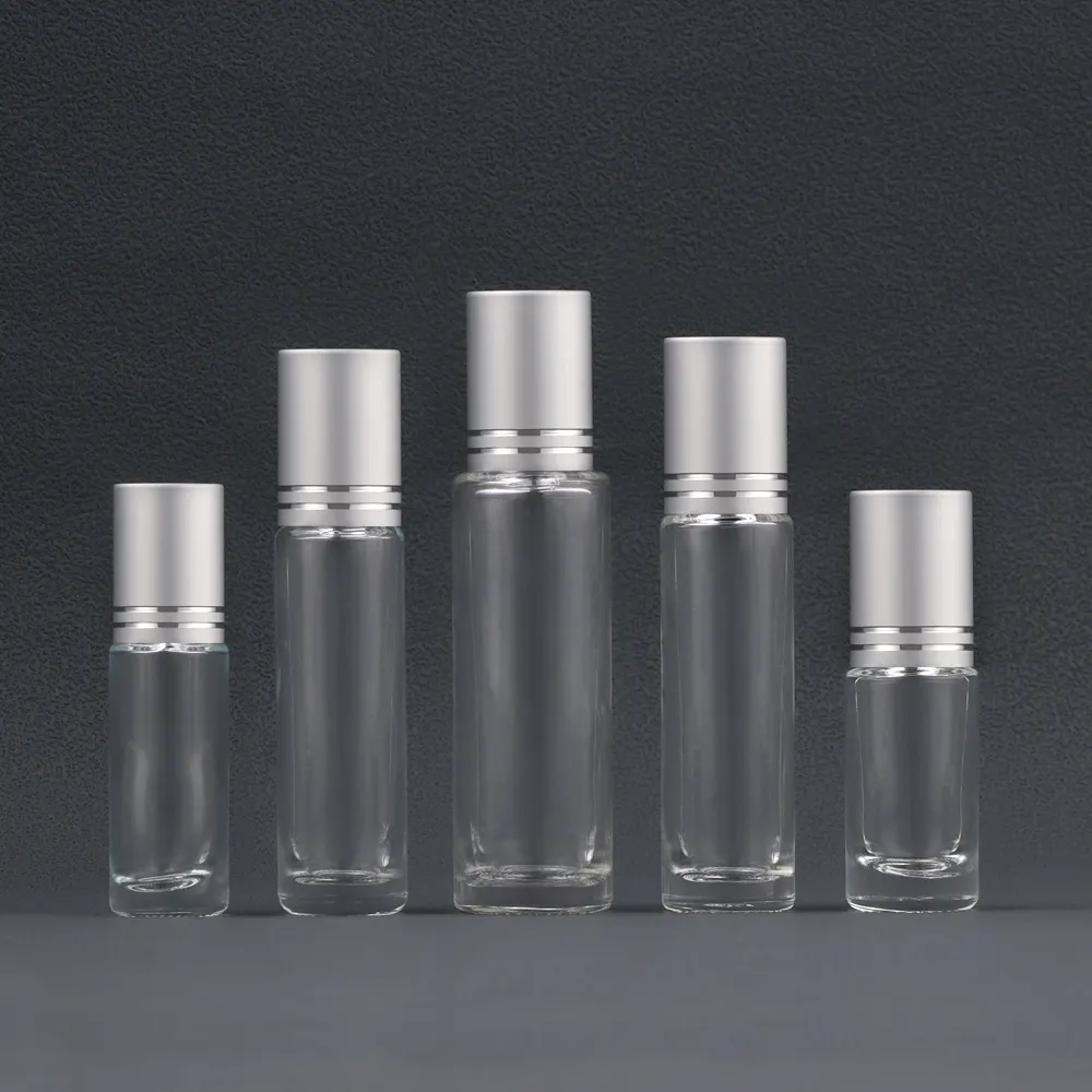 Transparent essential oil roll on bottle 5ml 6ml 8ml 10ml 15ml glass perfume Refill rollerball bottles custom label